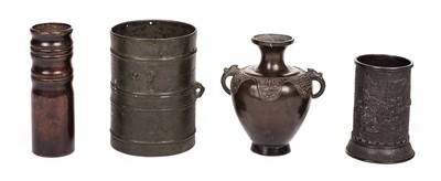 Lot 61 - Vessels. A collection of Chinese bronze vessels, 18/19th century