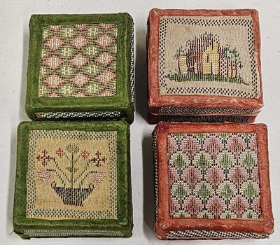 Lot 399 - Beaded boxes. A matching set of 4 trinket boxes, French, early 19th century