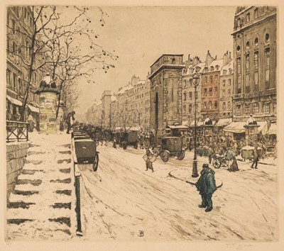 Lot 231 - Simon (Tavik Frantisek, 1877-1942). Boulevard St Martin in Winter, Paris, [1914]