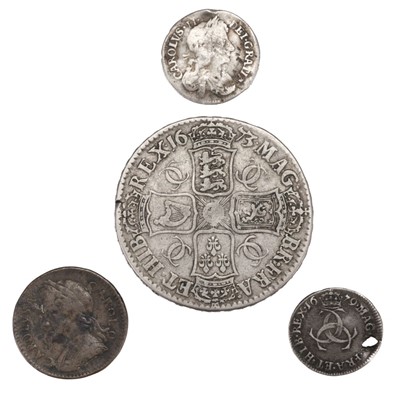 Lot 259 - Charles II (1660-1685). Crown 1673 and other coins