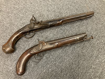 Lot 376 - Pistol. English flintlock cavalry pistol circa 1780 plus another pistol