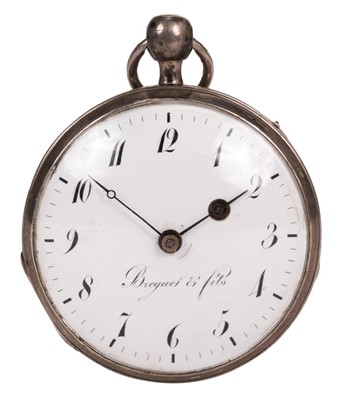 Lot 473 - Pocket Watch. A French repeater and alarm open face pocket watch by Breguet & Fils circa 1830
