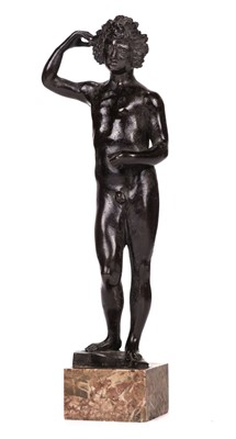 Lot 138 - Manner of Niccolò Roccatagliata (circa 1560-1629). Bacchus, 17th century, bronze andiron