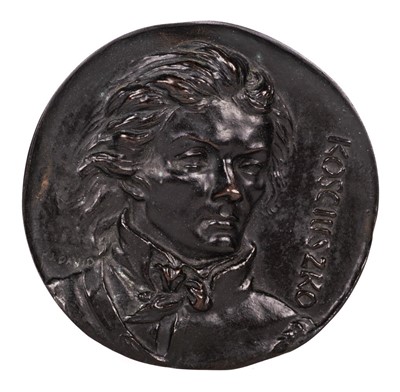 Lot 144 - David d'Angers, Bust portrait roundel of Kosciuszko, bronze relief