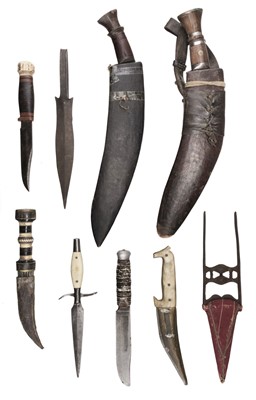 Lot 370 - Knives. A 19th century Indian katar and other knives