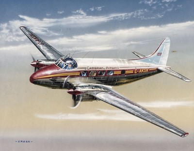 Lot 48 - Cross (Roy). Dove, watercolour and gouache, showing a Cambrian Airways aircraft