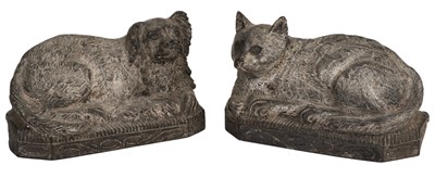 Lot 229 - Chimney Ornaments. A pair of Victorian cast iron cat and dog chimney ornaments