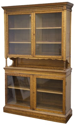 Lot 288 - Bookcase. A Victorian bird's eye maple bookcase