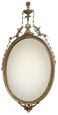 Lot 284 - Mirror. A 19th century Adam's style gilt moulded oval mirror