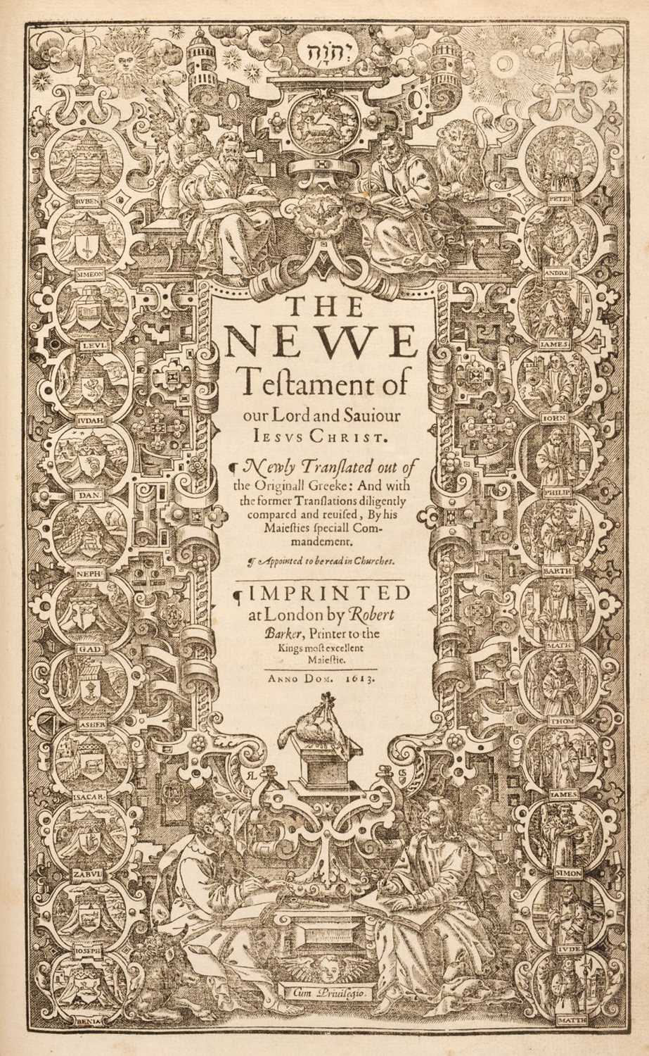Lot 342 - Bible [English]. [The Holy Bible, Conteyning the Old Testament, and the New..., 1613]