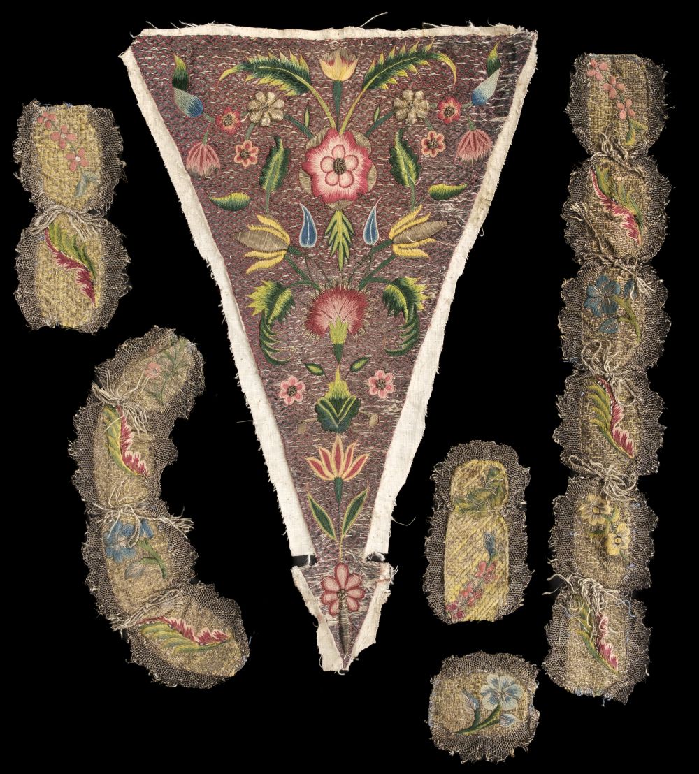 Stomacker Lot 416 - Embroidered stomacher. A stomacher & trims