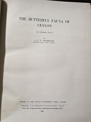 Lot 191 - Woodhouse (L.G.O., and Henry, G.M.R.). The Butterfly Fauna of Ceylon, 1st edition, Colombo, 1942