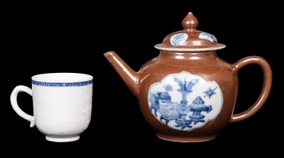 Lot 51 - Teapot and Teacup. 18th century Chinese black and white teapot and a teacup