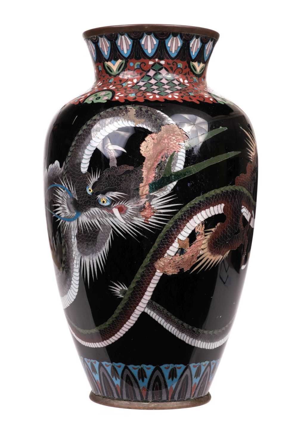 Lot 184 - Vase. Japanese Shippo cloisonné vase, Meiji