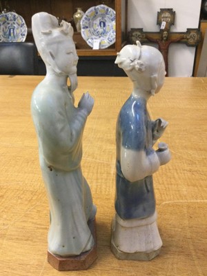 Lot 52 - Chinese Figures. A pair of 18th century Chinese porcelain figures