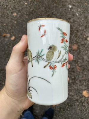 Lot 309 - Brush Pot. A Chinese porcelain famille-rose brush pot