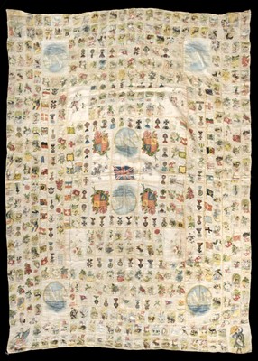 Lot 448 - Tobacco silks. A large tablecloth of stitched cigarette silks, early 20th century