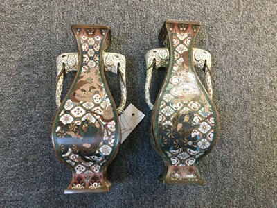 Lot 621 - Vases. A pair of Japanese cloisonné vases, Meiji Period