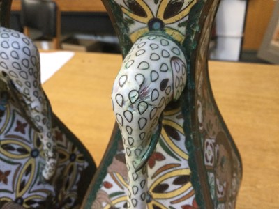 Lot 621 - Vases. A pair of Japanese cloisonné vases, Meiji Period