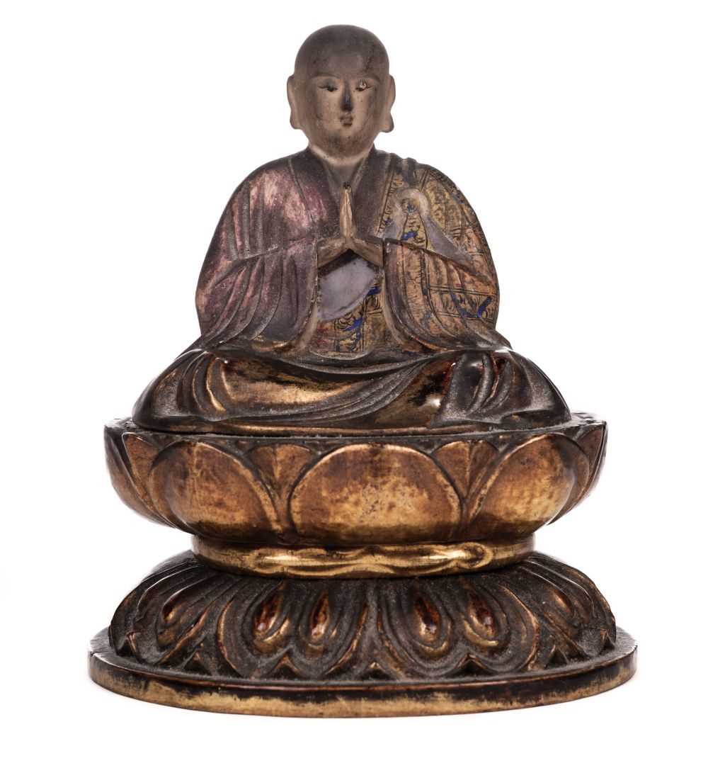 Lot 202 - Buddha. Japanese gilt lacquer wooden carved Buddha, Edo Period