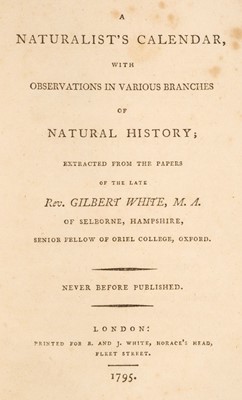 Lot 143 - White (Gilbert). A Naturalist's Calendar, 1st edition, 1795