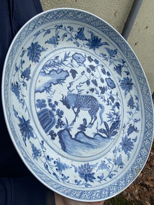 Lot 320 - Charger. A 19th century Chinese Yuan style porcelain charger