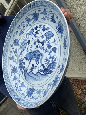 Lot 320 - Charger. A 19th century Chinese Yuan style porcelain charger