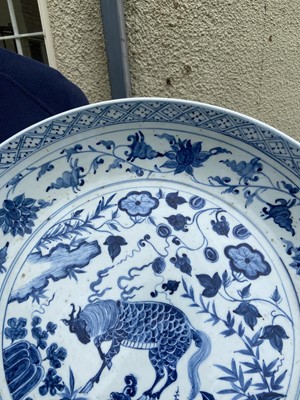 Lot 320 - Charger. A 19th century Chinese Yuan style porcelain charger