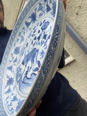 Lot 320 - Charger. A 19th century Chinese Yuan style porcelain charger