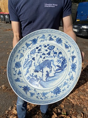 Lot 320 - Charger. A 19th century Chinese Yuan style porcelain charger