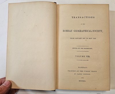 Lot 20 - India. Transactions of the Bombay Geographical Society
