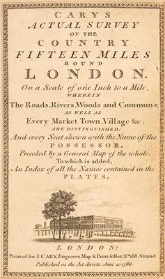 Lot 51 - Cary (John). Cary's Actual Survey of the Country Fifteen Miles round London, 1786