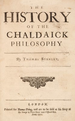 Lot 345 - Stanley (Thomas). The History of the Chaldaick Philosophy, 1662