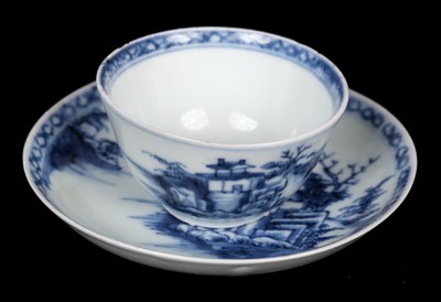 Lot 348 - Chinese Porcelain. An 18th century Nanking Cargo blue and white tea cup and saucer