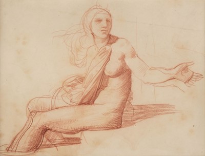 Lot 116 - Stevens (Alfred George, 1817-1875). The Goddess Diana Bathing, red chalk, circa 1850
