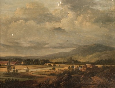 Lot 60 - French School. A View of the Roman Campagna, circa 1820, oil on panel