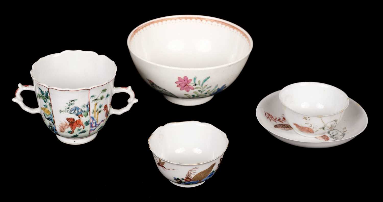 Lot 47 - Teawares. Five tea wares with quail motifs