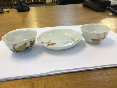 Lot 47 - Teawares. Five tea wares with quail motifs