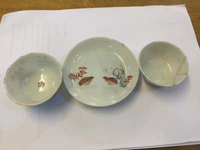 Lot 47 - Teawares. Five tea wares with quail motifs