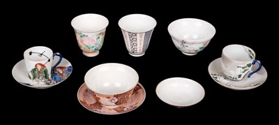 Lot 146 - Teawares. A group of teacups and saucers, mostly Meiji Period