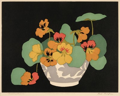 Lot 249 - Thorpe (Hall, 1874-1947). Nasturtiums, 1922, [and] Marigolds, 1925