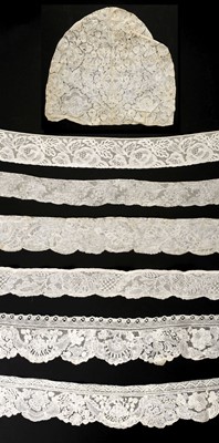 Lot 430 - Lace. An early 18th century  cap back, probably Mechlin, and a collection of handmade lengths