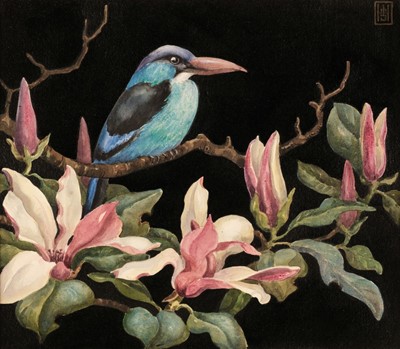 Lot 57 - Oriental School. Kingfisher, early 20th century, watercolour and ink on paper