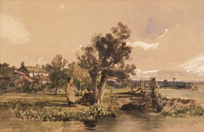 Lot 100 - Muller (William James, 1812-1845). 'An English Landscape with children by a stream'