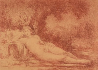 Lot 127 - Fantin-Latour (Henri-Théodore, 1836-1904, attributed to). Reclining female nude and satyr