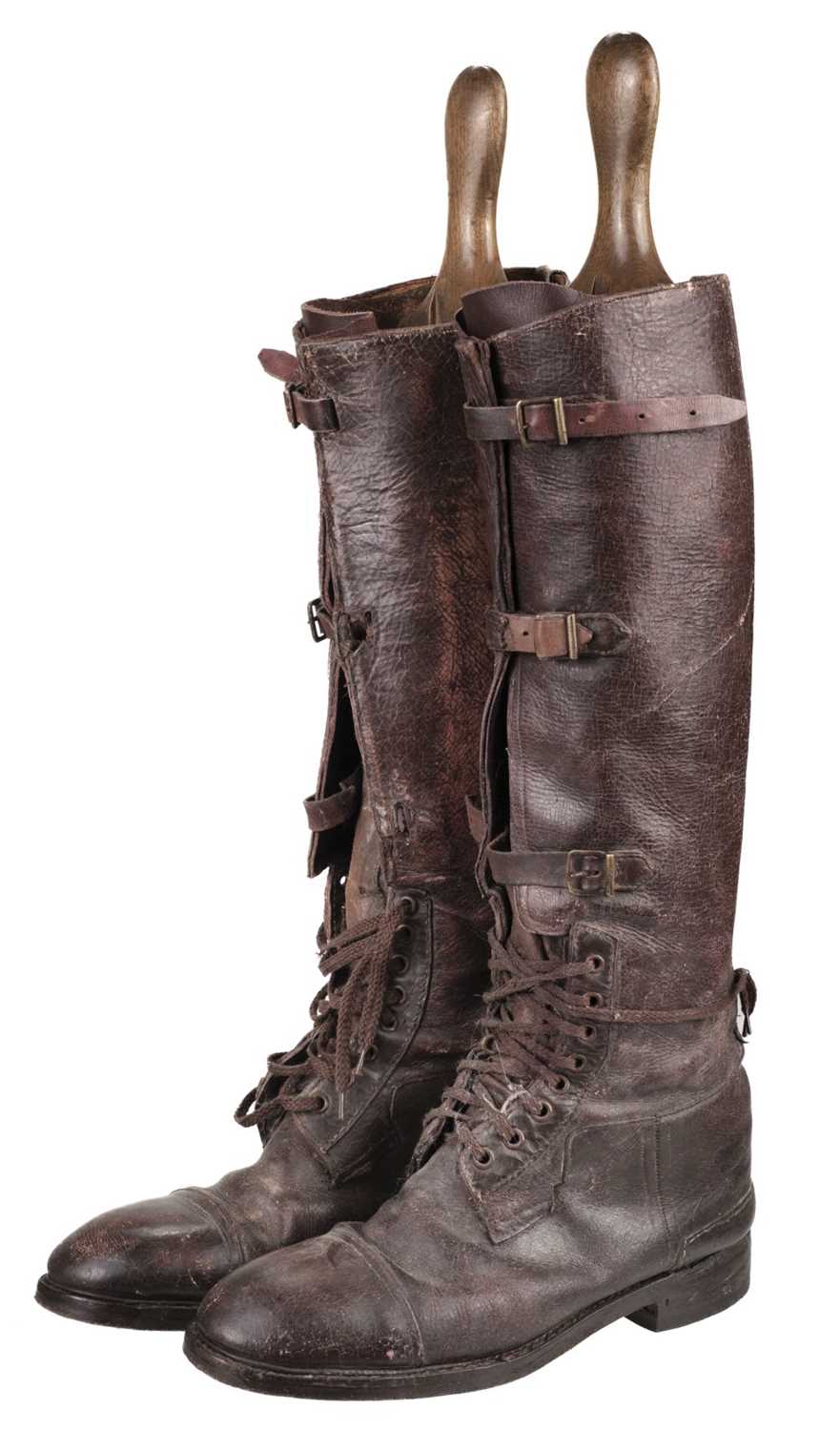 Lot 390 - WWI Boots. A pair of WWI brown leather officer's boots