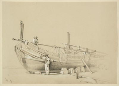 Lot 92 - Jones (Calvert, of Swansea, 1804-1877). Fishing Boat being, pencil and white chalk, and others