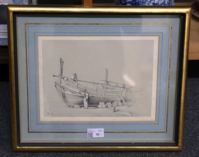 Lot 92 - Jones (Calvert, of Swansea, 1804-1877). Fishing Boat being, pencil and white chalk, and others