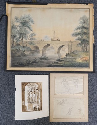 Lot 92 - Jones (Calvert, of Swansea, 1804-1877). Fishing Boat being, pencil and white chalk, and others