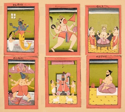 Lot 55 - Rajasthan School. A series of 21 Indian miniature paintings of deities, circa 1850